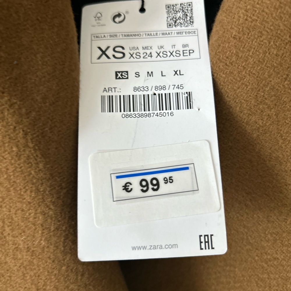 Zara Camel Wool Blend Coat